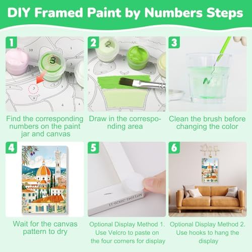 KEYIFA Paint by Numbers for Adults on Framed Canvas - with Wooden Easel, Florence Painting by Number Kit for Beginners, DIY Italy Acrylic Paint-by-Number Kits for Home Wall Decor (8x12 inch)