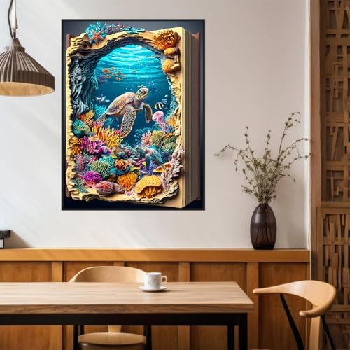 Benjenes Book Diamond Art Kits for Adults, Sea Turtle Diamond Painting Kits