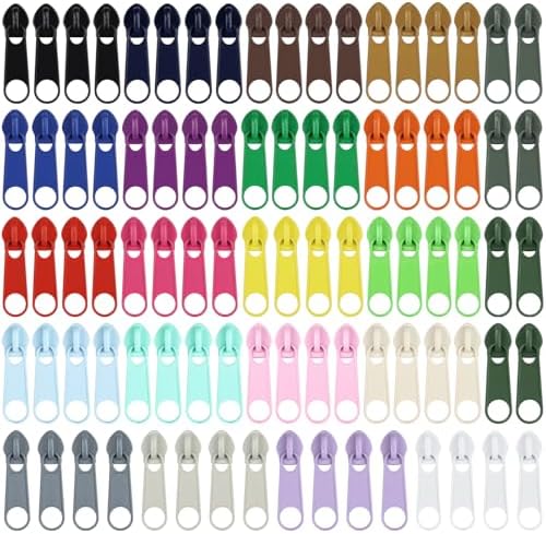 DOITEM 88Pcs Zippers Repair Kit Zipper Replacement 5# Zipper Pull Rescue Kit for Clothing Jackets Purses Luggage Backpacks (22 Colors)