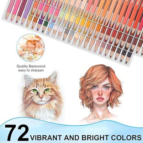 LBW 72 Skin Tone Colored Pencils for Adult Coloring Pencils, Oil Based Soft Core Professional Color Pencils Set for Artists Beginners Drawing Coloring