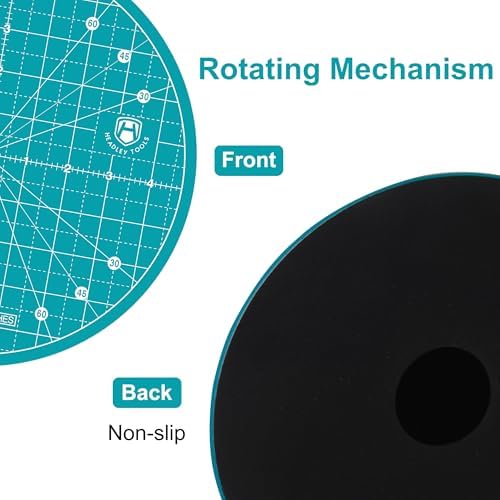 Headley Tools 10"x10" Round Rotating Cutting Mat, Self Healing Mat with 360-Degree Rotation & Anti-Slip Base, Sewing Board Cutting Mat Perfect for Fabric Quilting Leather Hobby Project, Turquoise