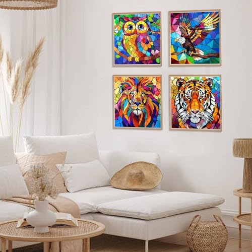 4 Pack AnimalsDiamond Art Kits for Adults, Diamond Painting for Beginner