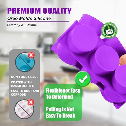 (2 Pack) 8-Cavity Round Silicone Mold for Soap, Cake, Bread, Cupcake, Cheesecake, Cornbread, Muffin, Brownie, and More