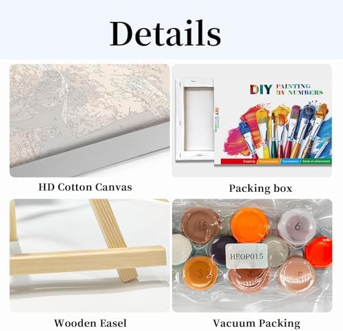 HeeBenor Framed Paint by Numbers Kit for Adults, Autumn Leaves Paint by Numbers Kit for Adults with Easel, DIY Landscape Paint by Number with Frame, Adult Paint by Number Kits Framed Canvas 8x12 Inch