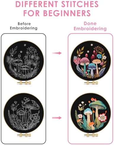 TINDTOP 2 Pack Embroidery Kit for Adult, Embroidery DIY Starter Kit