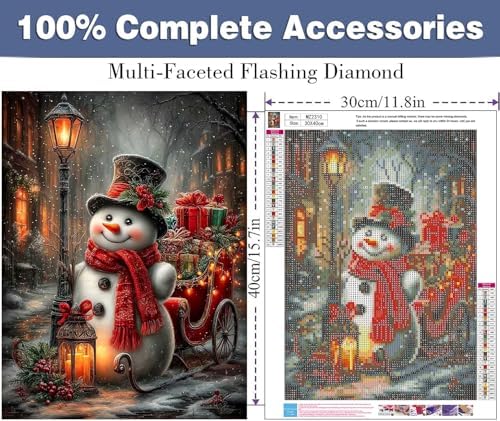 ijbnhd Christmas Snowman Diamond Art Kits for Adults 12x16in