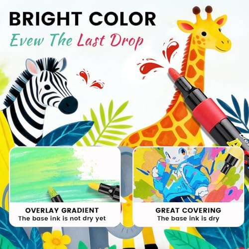 Acrylic Paint Markers, 24 Colors Medium Tip for Rock Wood Glass