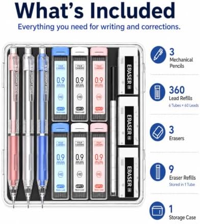 Four Candies Cute Mechanical Pencil Set, 3-Pack 0.9mm