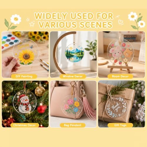 30 PCS 2 Inch Acrylic Keychain Blanks, Clear Round Discs with Hole