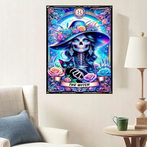 Lophomie Diamond Art Kits for Adults, 5D Skull Witch Diamond Painting Kits