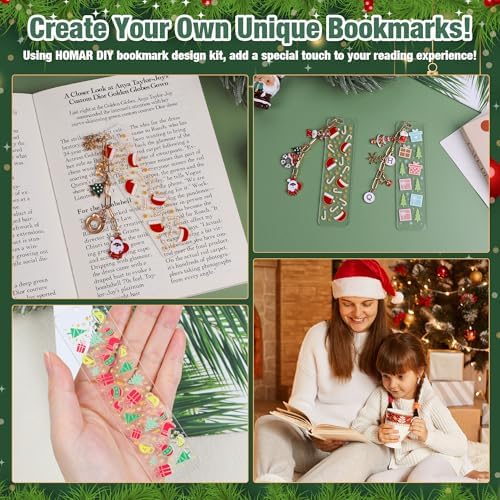 100PCS Acrylic Bookmark Blanks(2mm) Thicken 6 DIY Bookmark Making 8 Christmas UV DTF Sticker 20 Christmas Charms 6 Extender Chains and 60 Jump Ring Suitable for DIY Crafts Gifts