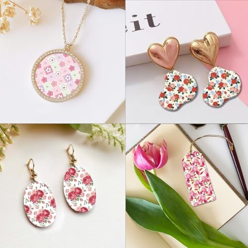 OLYCRAFT 24Pcs Pink Red Flower Clay Transfer Paper 6 Styles Transfer Paper for Polymer Roses Poppies Polymer Clay Transfer Sheets Lily Transfer Paper for Clay Earrings Jewelry Making