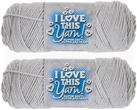 Hobby Lobby I Love This Yarn 100% Acrylic, 200 Gray Mist, Set of 2