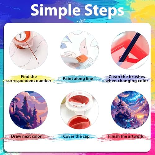xcemhil Paint by Number Kit for Adults, Paint by Numbers Landscape, Starry Waterfall Paint by Numbers Kit for Adults Beginner for Gift Home Wall Decor 16x20 inch