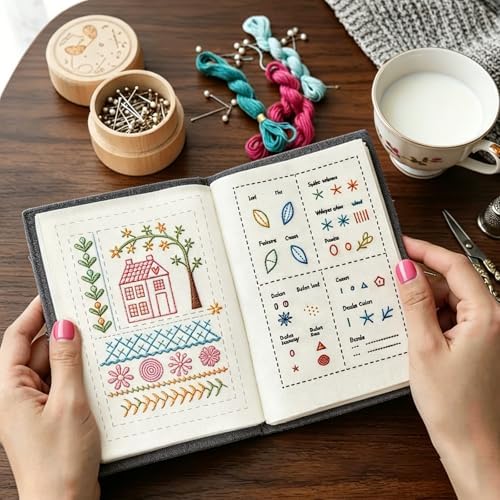 123 PCS Embroidery Kit for Adults, Portable Beginners Stitch Book Set