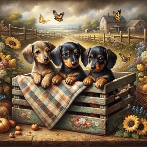 Axquilon Dog Diamond Art Kits for Adults 14x14 inch