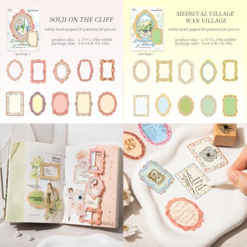 120 Pcs Vintage Frame Stickers, Ornate Victorian Border Decals