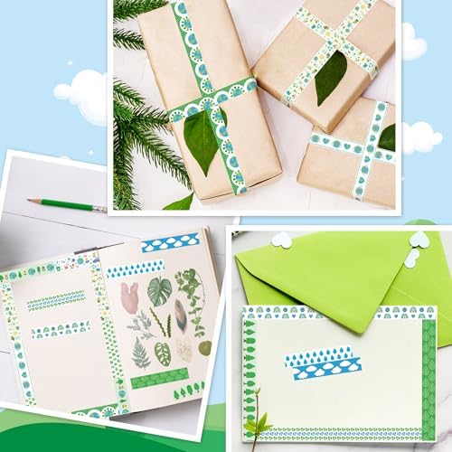 12 Rolls Eco-Friendly Tree Raindrop Rainbow Scrapbook Washi Tape