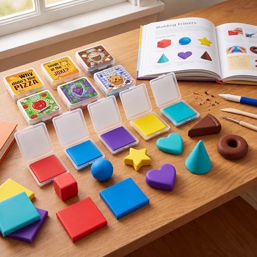 36 pcs Scented Kneaded Erasers Set, Kneadable Art Erasers in Individual Plastic Cases, Soft Moldable Drawing Eraser for Sketching, Charcoal, Graphite, Clean Erasing Stationery (36, Pizza Theme)