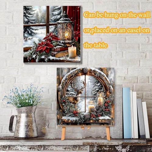 VIGEGU 4 Pack Christmas Paint by Numbers Kit for Adults with Framed