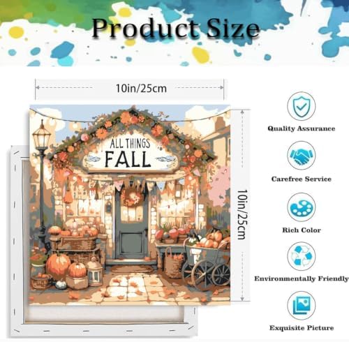 Fall Shop Paint by Numbers Kit for Adults Beginner with Framed 10x10 Inch