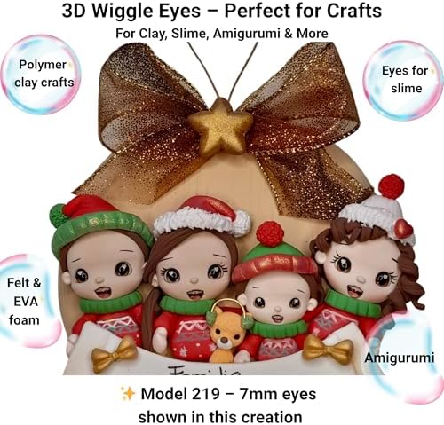 3D Resin Doll Eyes – 7mm Self-Adhesive Craft Eyes (24 pcs / 12 Pairs) – Realistic Cabochon Eyes for Amigurumi, Dolls, Polymer Clay, Cold Porcelain, Felt & DIY Crafts (Dark Brown)