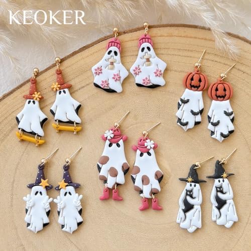 Keoker Ghost Polymer Clay Cutters Halloween, Halloween Clay Cutters for Polymer Clay Jewelry, Ghost Earring Clay Cutter