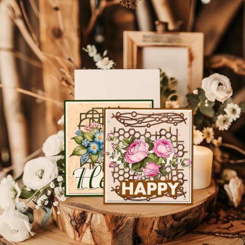 BENECREAT Geometric Shaped Carbon Steel Cutting Dies, Border Theme Pattern Embossing Stencils Template for Making Photo Decorative Paper Scrapbooking, 0.08cm Thick