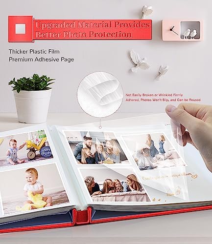 Artfeel Photo Album Self Adhesive Scrapbook Album for 3x5 4x6 5x7 8x10 Pictures,60 Pages Linen Cover with Display Window DIY Photo Book,Ideal Gifts for Family Travel Wedding Baby