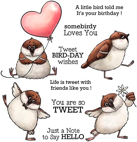 Cute Funny Fatty Birds with Heart Clear Stamps and Cutting Dies Set for Card Making DIY Scrapbooking Supplies Silicone Stamps Metal Cut Dies for Paper Albums Crafts Decor