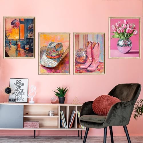 4 Packs Disco Ball Diamond Art Kits for Adults, Diamond Painting Kits for Adults for Beginners, DIY Diamond Dots Art Kits, 5D Full Round Drill Gem Art Painting Kits for Home Wall Decor, 12x16in
