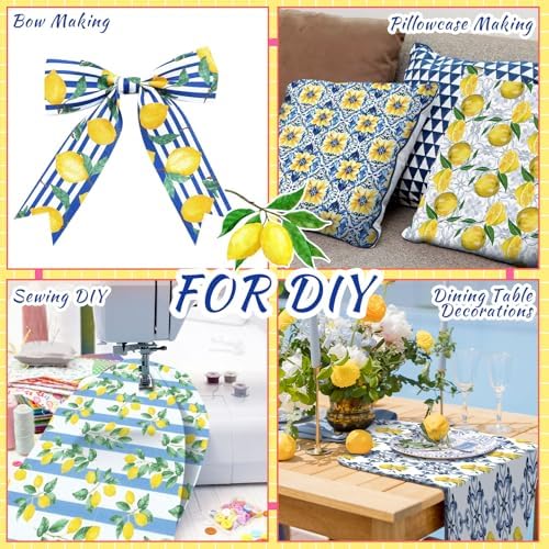 HunnmingRe 20 Pcs 10''x10'' Mediterranean Lemon Quilting Fabric Squares