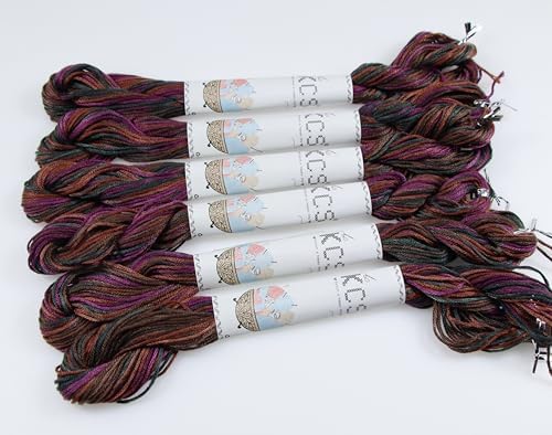KCS Big skeins of 25 Meters Size 25 Color Variegated Cross Stitch Stranded Threads,6 skeins,4522