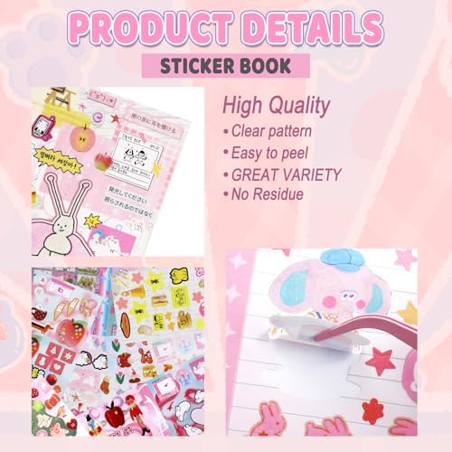 50 Sheets Japanese Sticker Book Manga 1200+ Scrapbook Stickers Kawaii Korean Decor Stickers Junk Journal Supplies for Journaling Scrapbooking Cute Decor Sticker for Kids Adult DIY Cosmtic Books-B