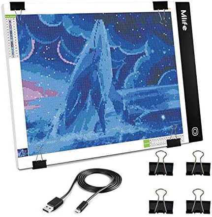 B4 LED Light Pad - Upgraded Diamond Art Light Box Dimmable Tracing Light Board, Sketching, Animation, Drawing Light Box with 4 Fasten Clips
