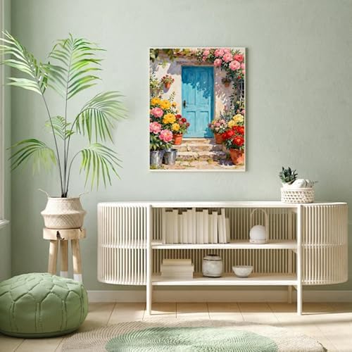 Flowers and Door Diamond Art Kits for Adults Diamond Painting Kits12X16in