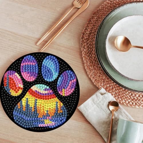 ijbnhd 8 Pcs Aurora Diamond Art Coasters Kits with Holder 4X4 Inch