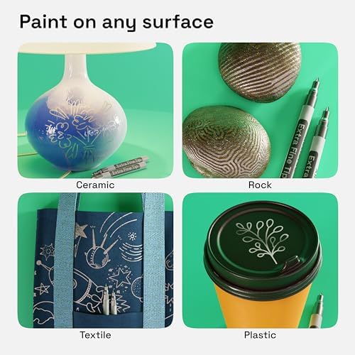 ARTISTRO Silver Acrylic Paint Markers - 0.7mm Extra Fine-Tip - Set of 2