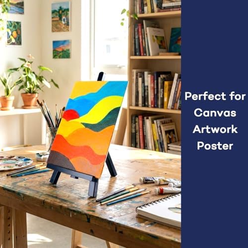 Artkey Black Wooden Display Easel Stand, 13 Inch Folding Tabletop A-Frame Mini Easels for Canvas, Photos, Wedding Signs & Menus, Solid Radiata Pine Wood, 2 Pack