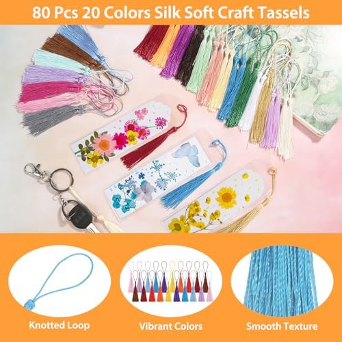 240 Pcs Kraft Paper Blank Bookmarks, 3 Sizes 2 Colors Bookmark Making Kit with 80 Pcs Clear Bookmark Sleeves & 80 Pcs Colorful Tassels, Paper Book Mark Bulk for DIY Crafts, Gift Tags, School Projects
