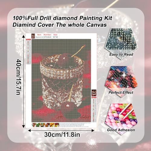 AIBOERL Diamond Art Kits for Adults,Cherry Diamond Painting Wall Decor | Round Drill Vintage Cherry Diamond Painting for Beginners DIY Rhinestone 5D Diamond dots(Gemstone Craft)Wall Art Gift 12x16IN