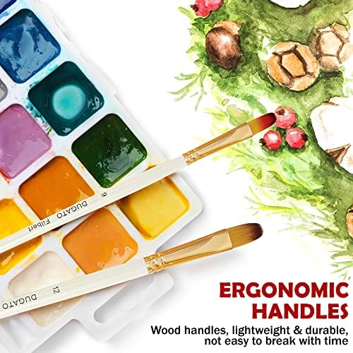 DUGATO Paint Brush Set 15 pc, Anti-Shedding Nylon Hair, Comfort Grip