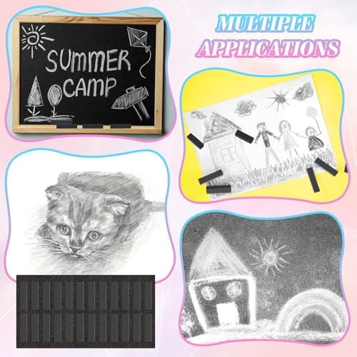 Watersay 24 Pcs Soft Pastel Drawing Chalk Set Square Sketch Chalk Non-toxic Artist Pastel Sticks for Professional Artists and Art Lovers(30 x 8 x 8 mm,Black Color)