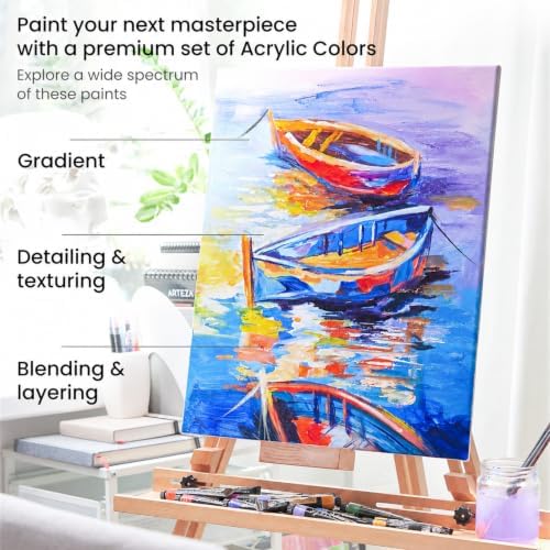ARTEZA Acrylic Paint Set, 60 Colors, 22 ml Tubes, High-Viscosity