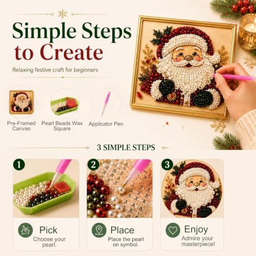 Christmas Pearl Diamond Painting Suncatcher Kit, DIY Bead Craft (#E)