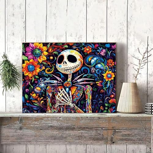 Halloween Jack Paint by Numbers Kit for Adults 16x12 inch (Without Frame) | Nightmare Before Christmas Adult Paint by Number Kits on Canvas, DIY Acrylic Oil Easy Painting by Numbers for Home Wall Decor