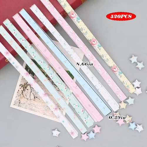 520 Sheets Star Paper Strips, Colorful Origami Lucky Star Paper for DIY Hand Crafts, Cute Artistic Creativity Folding Strips for Diary Recording, Home Decoration & School Project