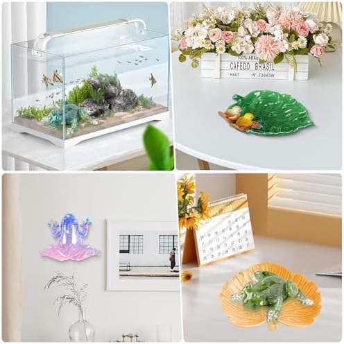 2 Pack Animal Silicone Molds, Frog Resin Molds with Realistic Frog and Leaf Shapes, 3D Lifelike Silicone Molds for Resin Casting, DIY Crafts Halloween Home Wall Desktop Decor (Frog&Leaf)
