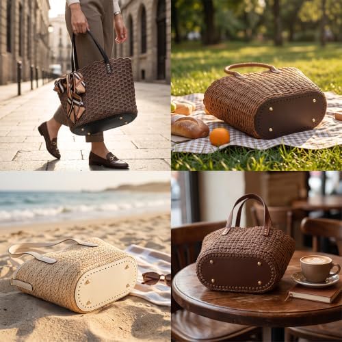 5 PCS Bag Bases for Crochet Oval PU Leather Purse Bottom for DIY Bag Making