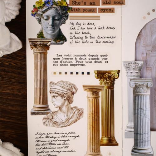 60 Pcs Vintage Roman Column and Greek Statue Aesthetic Stickers